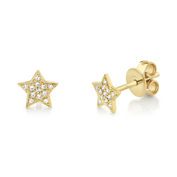 Kate Yellow Gold and Diamond Pav&eacute; Star Earrings